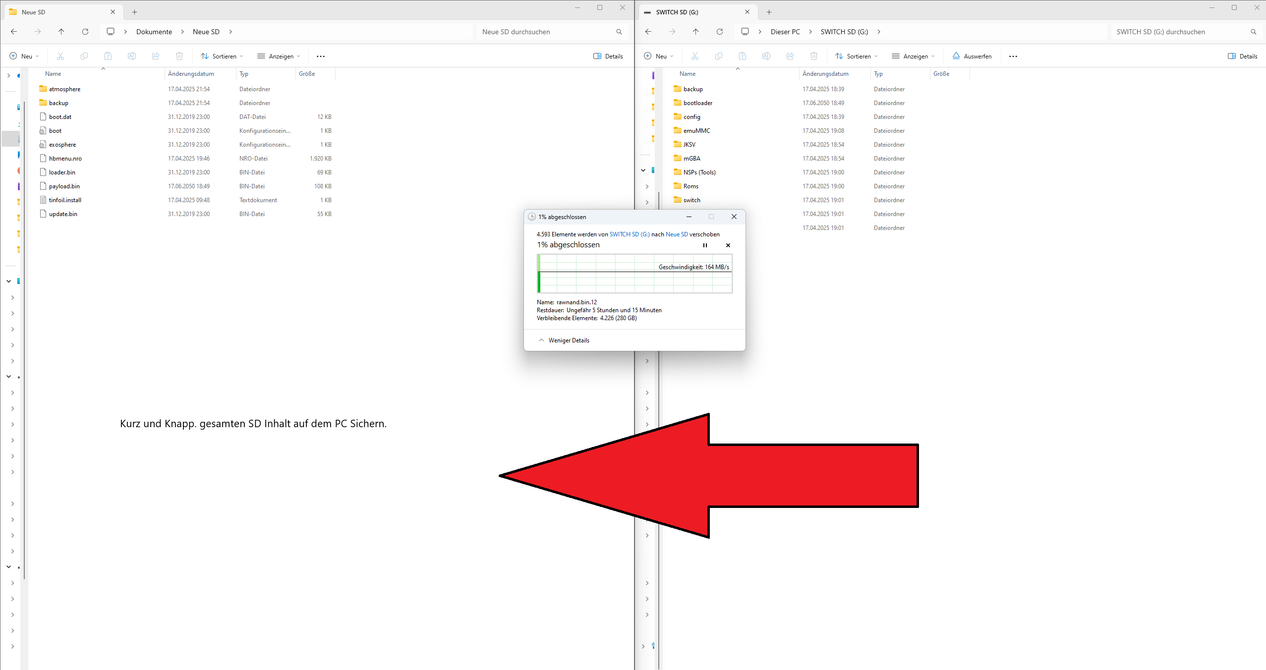 Backup in den Restore Ordner verschieben 2