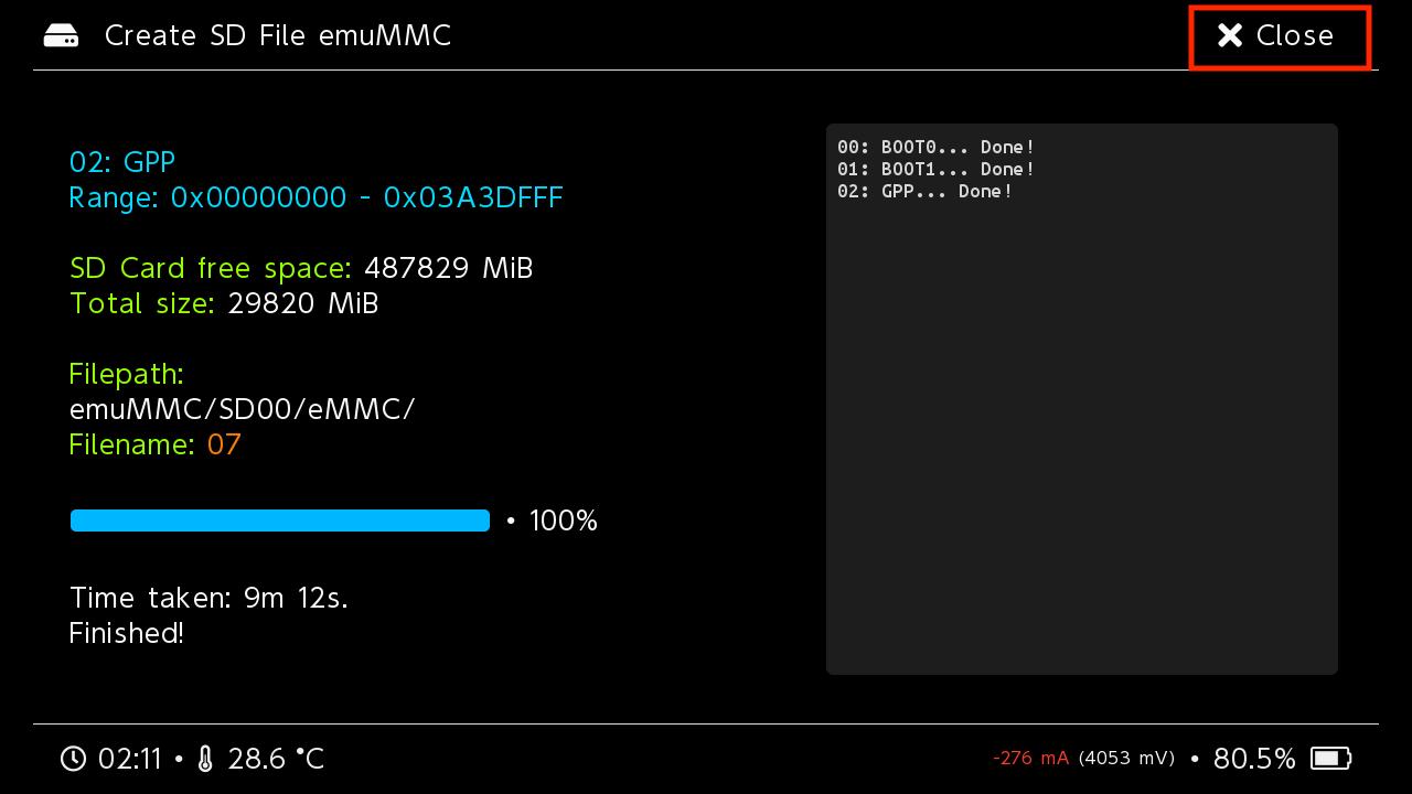 emuMMC wird erstellt