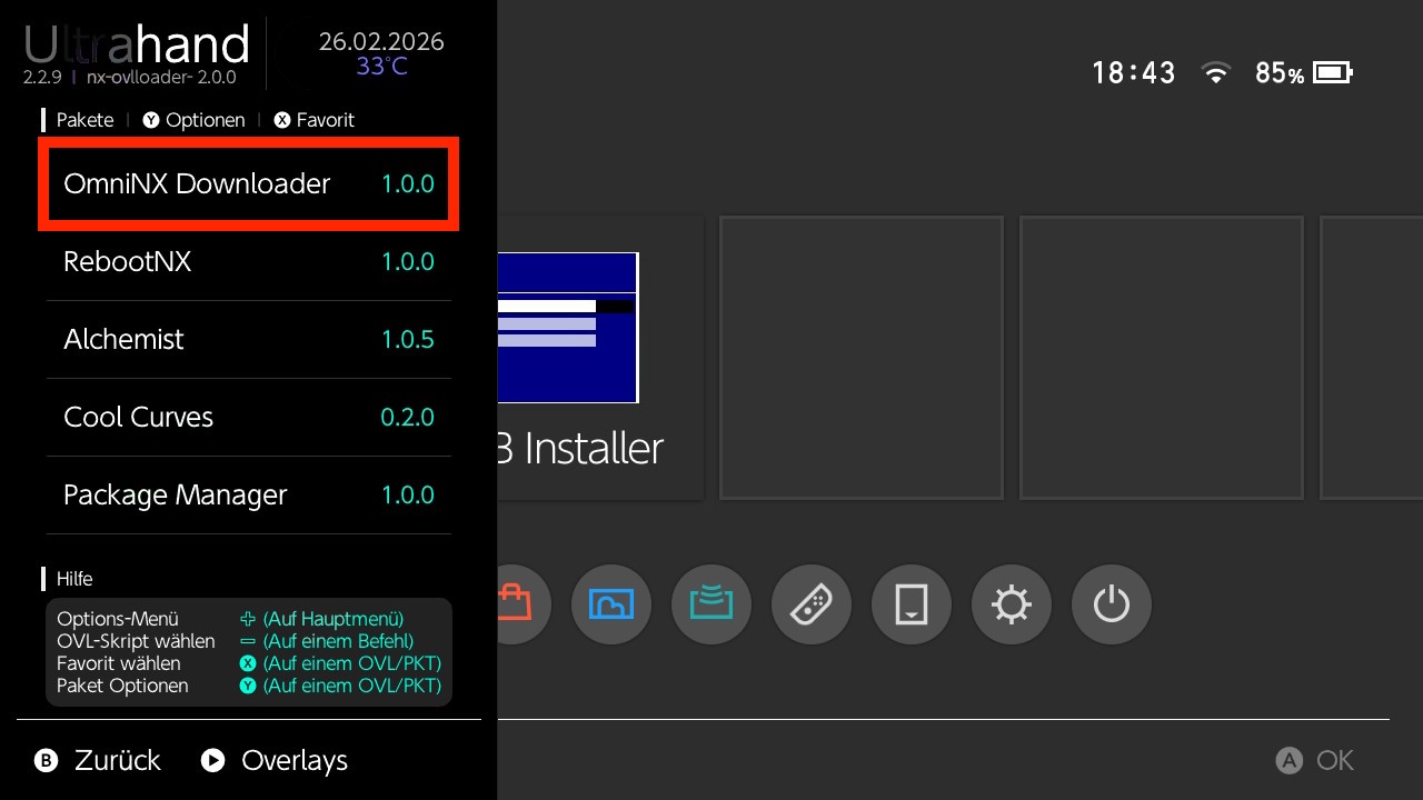 OmniNX Downloader auswählen