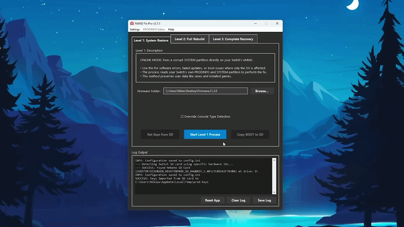 NANDFixPro – Start Level 1 Process (Platzhalter)