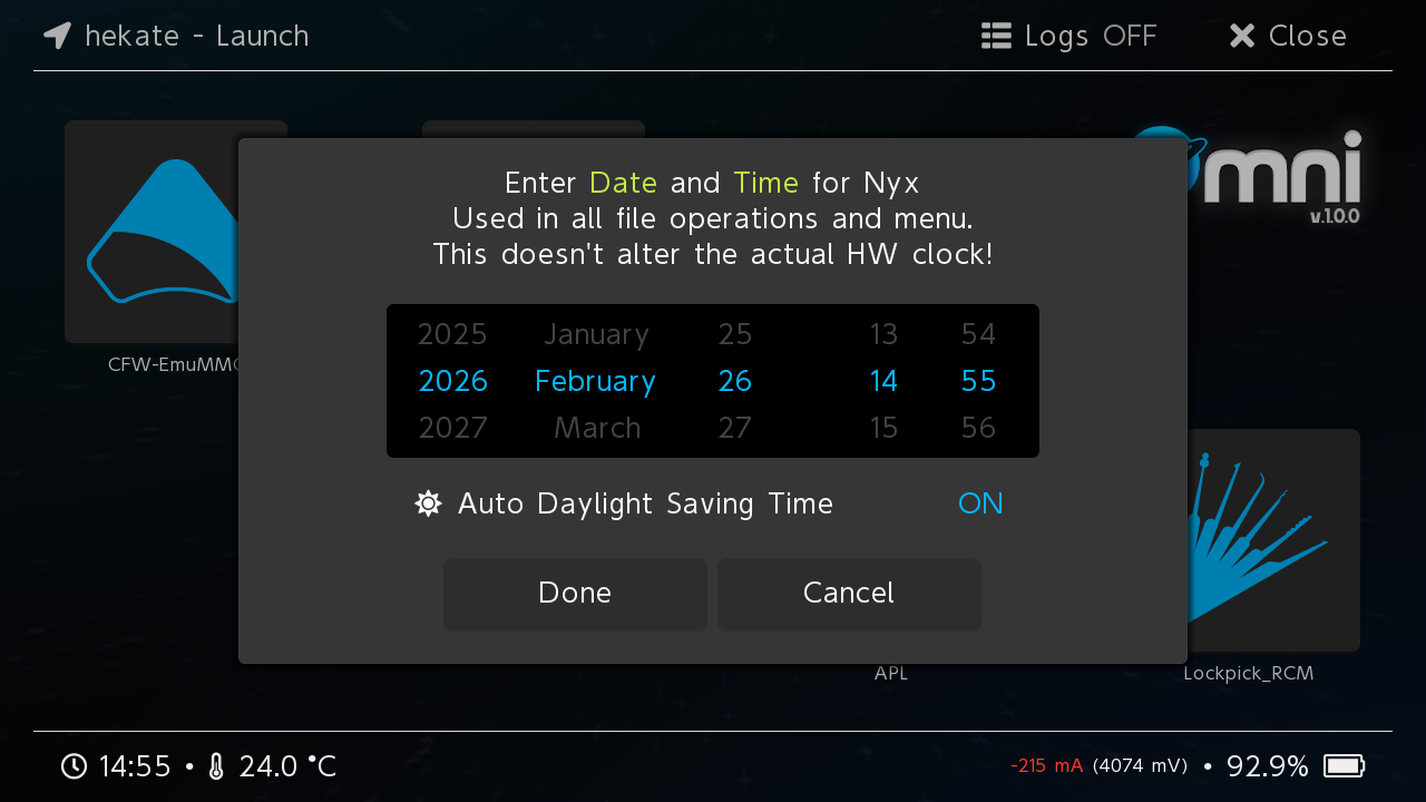 Platzhalter: Uhrzeit in Hekate setzen
