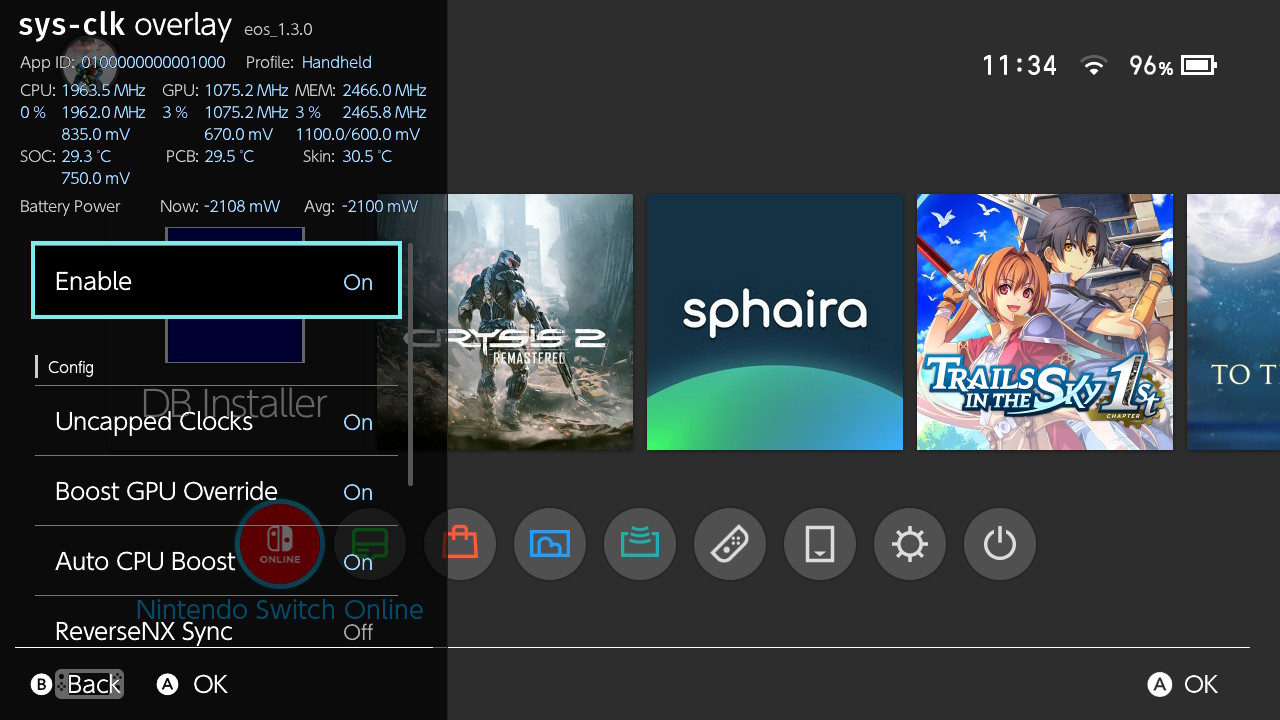 sys-clk – Settings