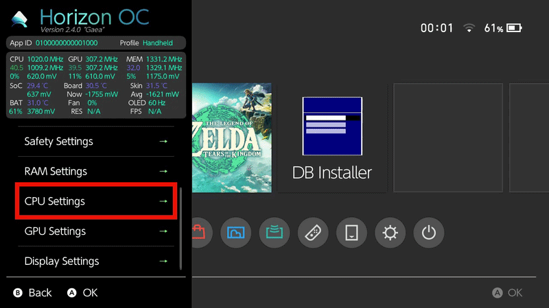HOC CPU Settings