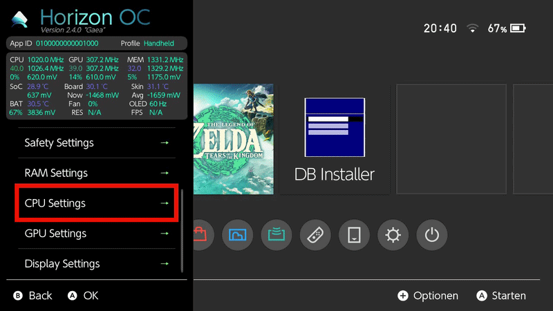 HOC CPU Settings