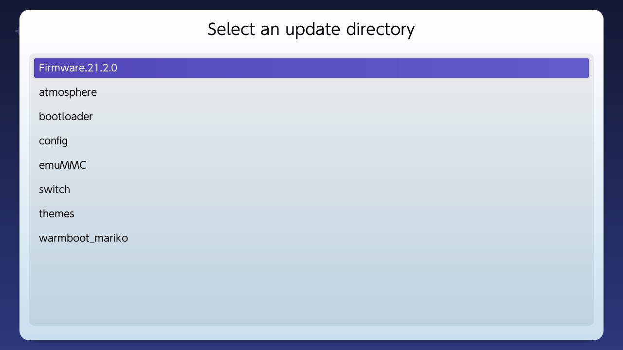 Firmware-Verzeichnis wählen